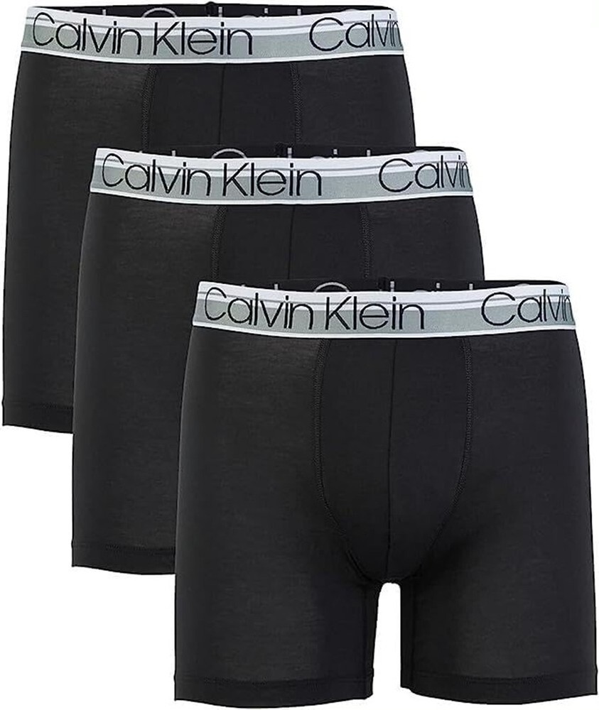 Calvin Klein Men's Microfiber Boxer Briefs 3 Pack (Black/Silver, Medium)