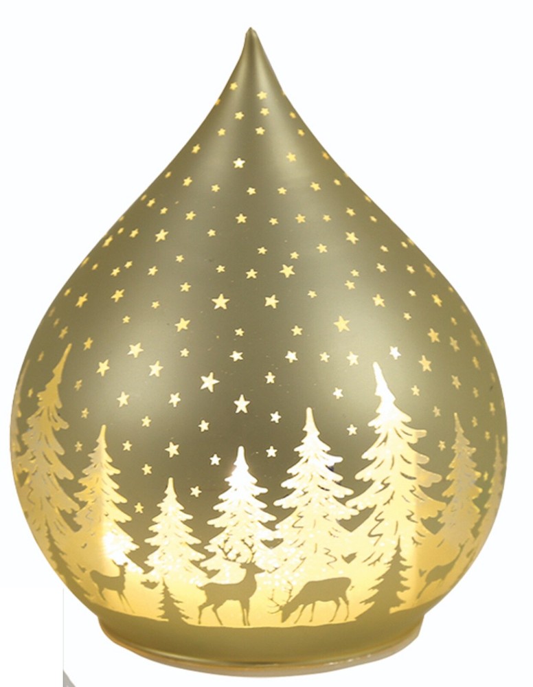 Choice of 3 Colours Droplet Winter Forest Christmas LED Lamp Lantern 13cm Tall