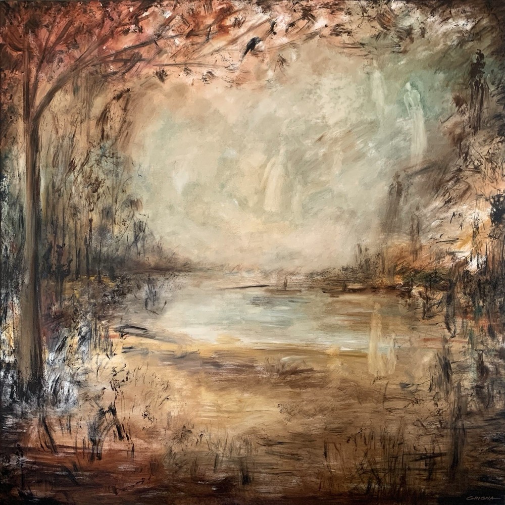 Large Landscape Oil Painting on Canvas “Above the River” 48x48”