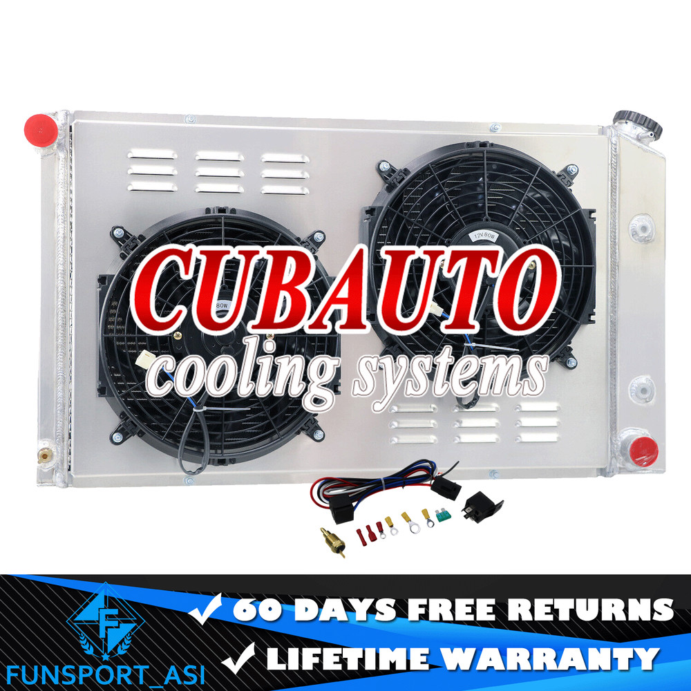 4 Row Radiator Shroud Fans Fit 1970-1981 71 Pontiac Firebird Trans Am Formula V8