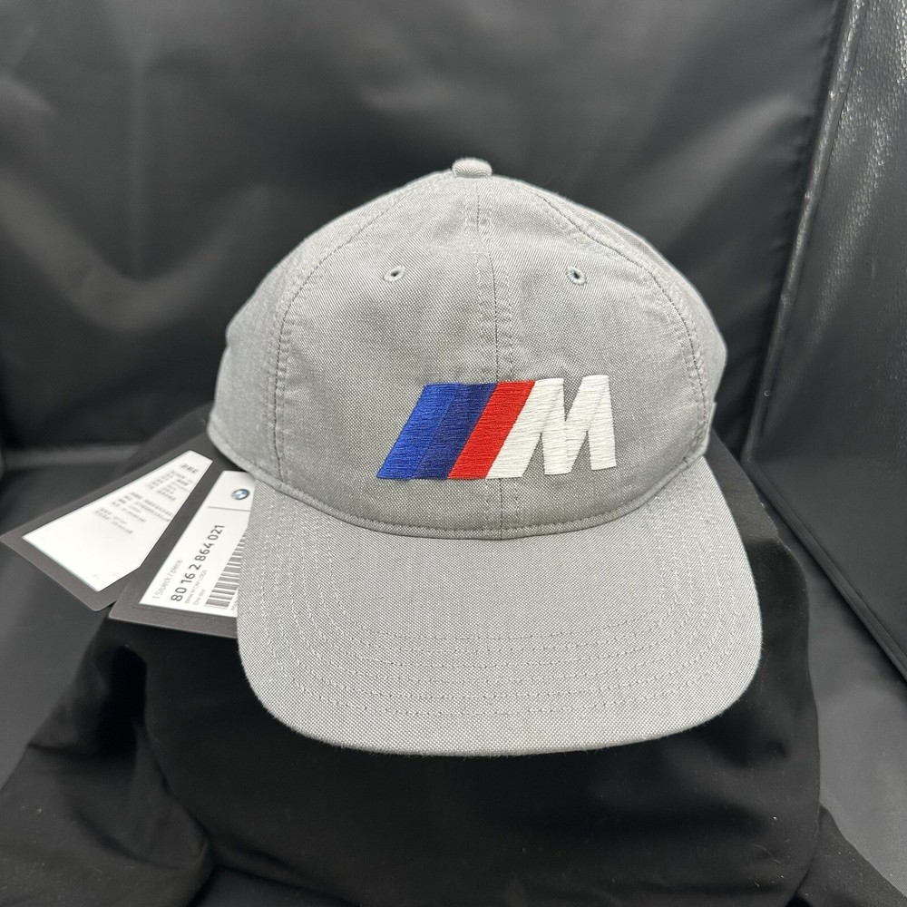 New With Tags OEM BMW Gray Baseball Cap Back Strap Red White Blue Logo