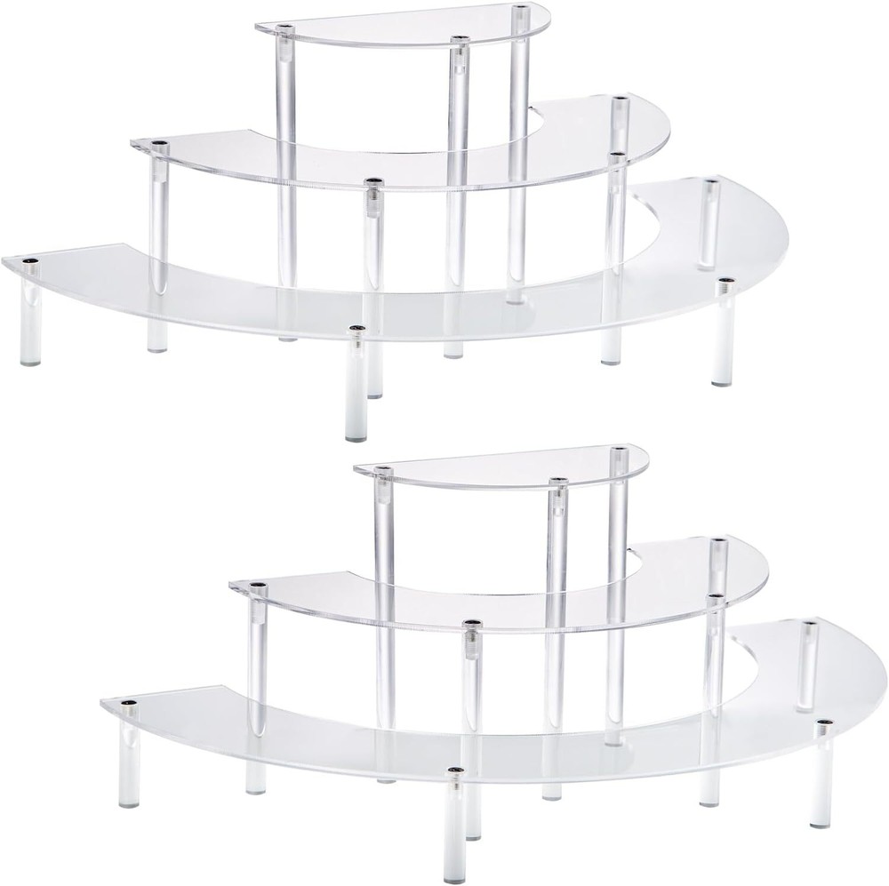 2PACKS Acrylic Display Risers, 3 Tier Clear Cupcake Stand Risers, Perfume Stand