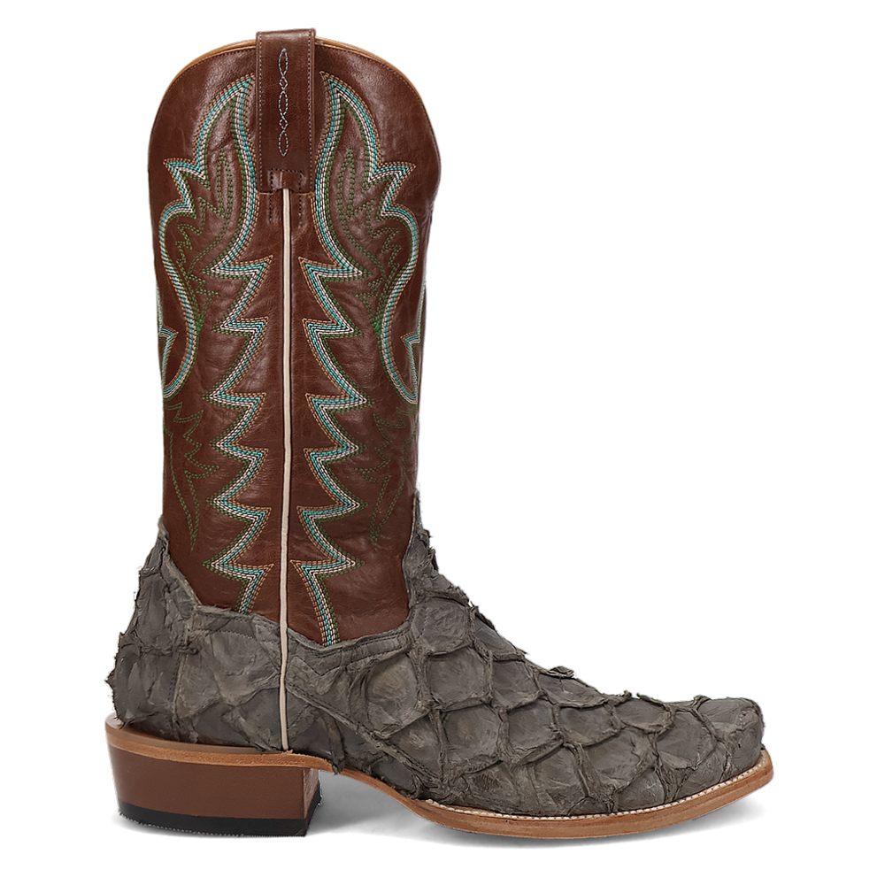 Dan Post Boots Riggs Pirarucu Embroidered Square Toe Cowboy  Mens Brown, Grey Dr