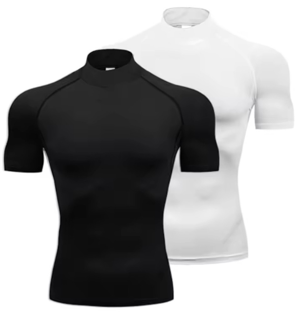 mens athletic compression tee(2 peice blk n white)