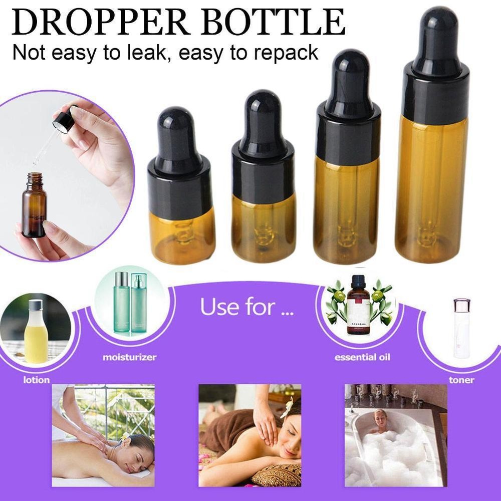 Portable Aromatherapy Essential Oil Bottle Glass Dropper Cap With Bottle V6X5 △и