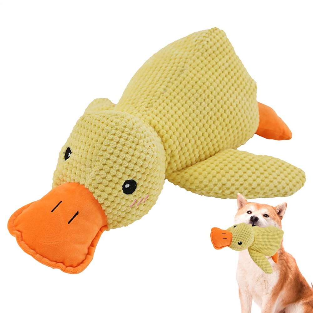 Mellow-Dog Yellow Calming Duck Squeaky Toy for Puppies