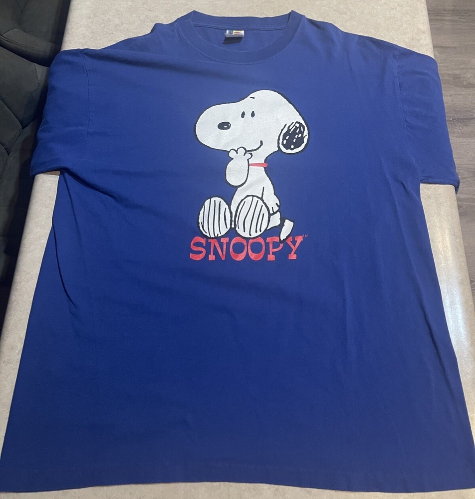 Vintage Blitzz Int NY Snoopy Peanuts Graphic Tee Unisex XL Royal Blue EUC