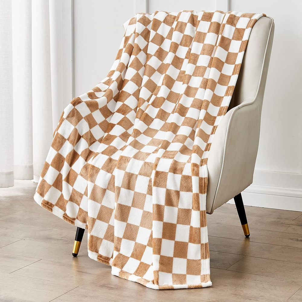 Checkered Blanket Flannel Throw Blankets Soft Cozy Checkered Grid Print Chessboa