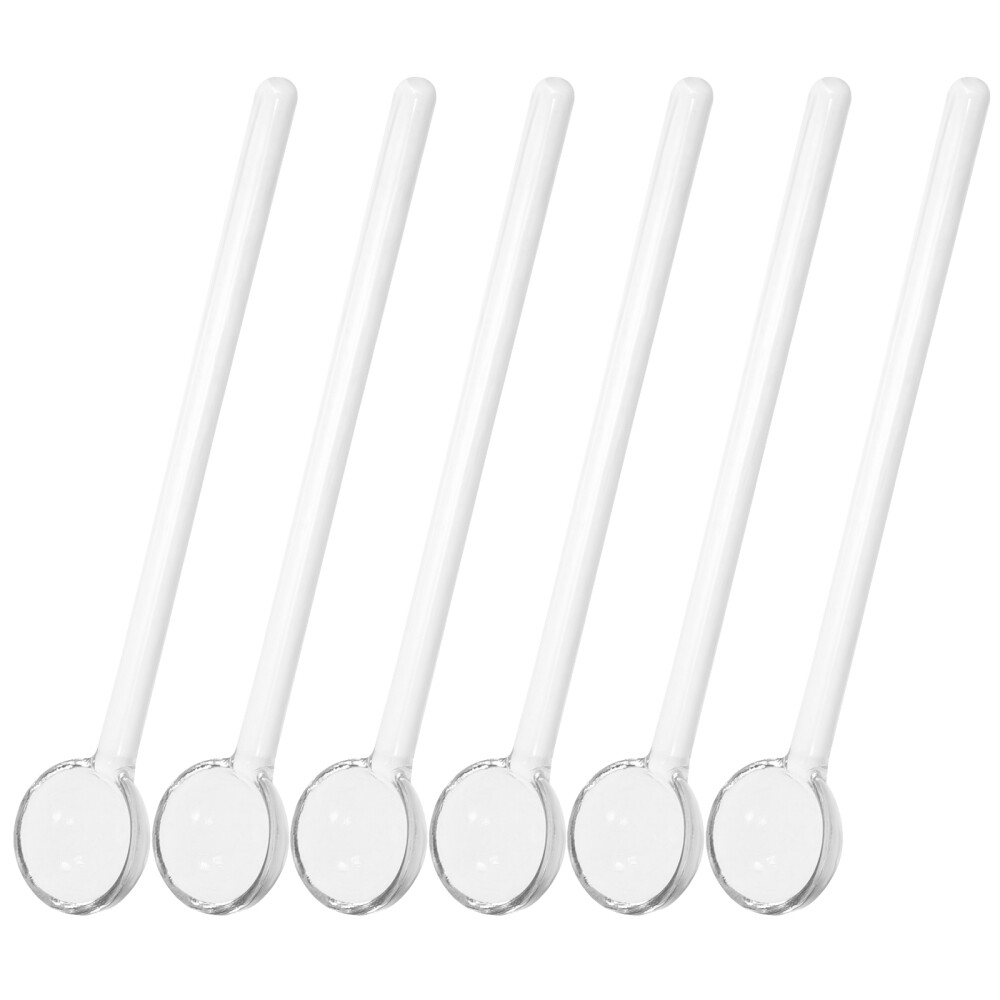 6-Piece Espresso Coffee Stirrers Glass Dessert Spoons for Household Use