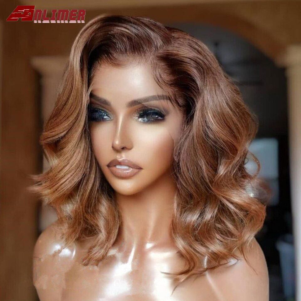Brown Glueless 13x4 Lace Front Wig Transparent Remy Human Hair Body Wave