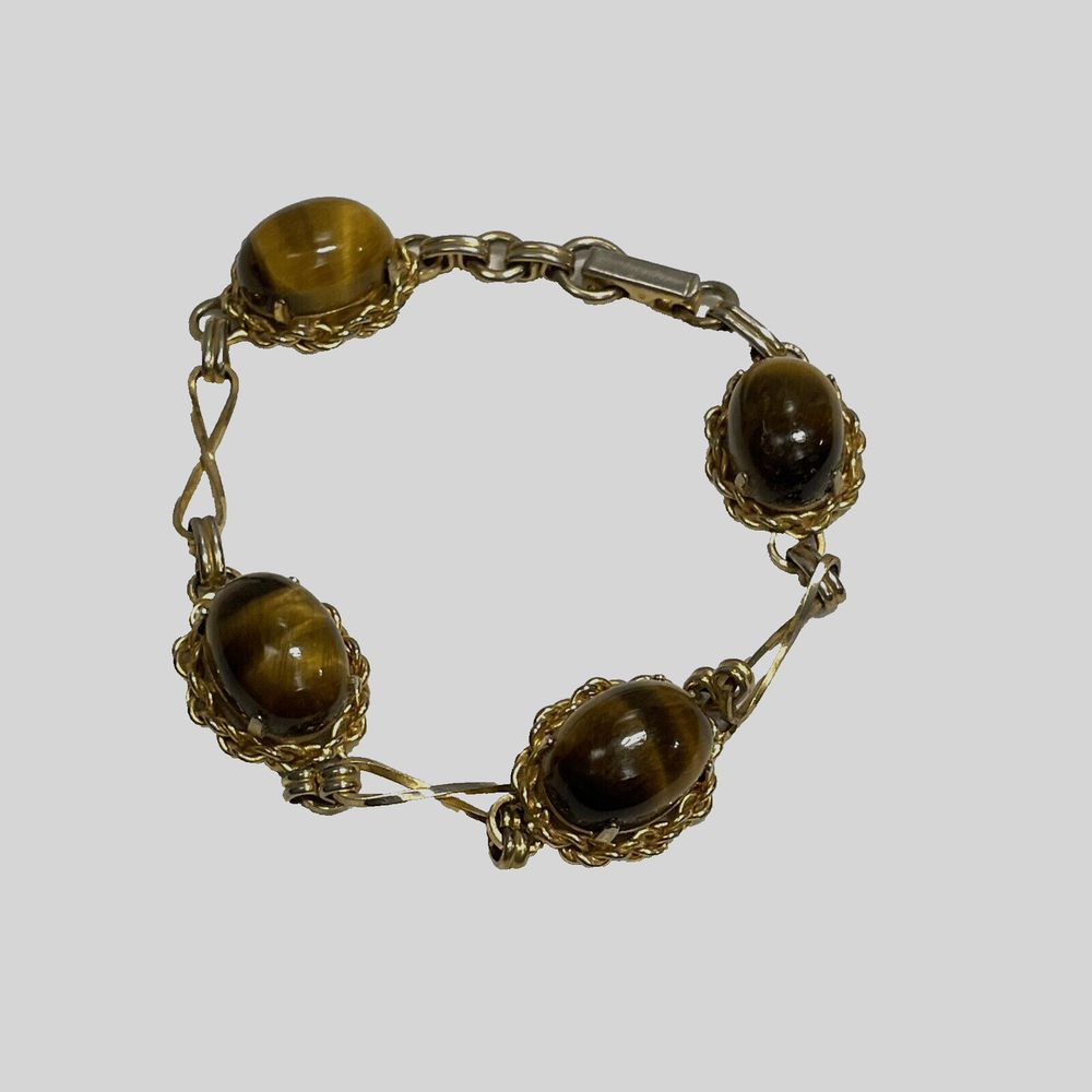 Gold Filled Tigers Eye Stone Bracelet Infinity 20/2 KGF 7 1/4