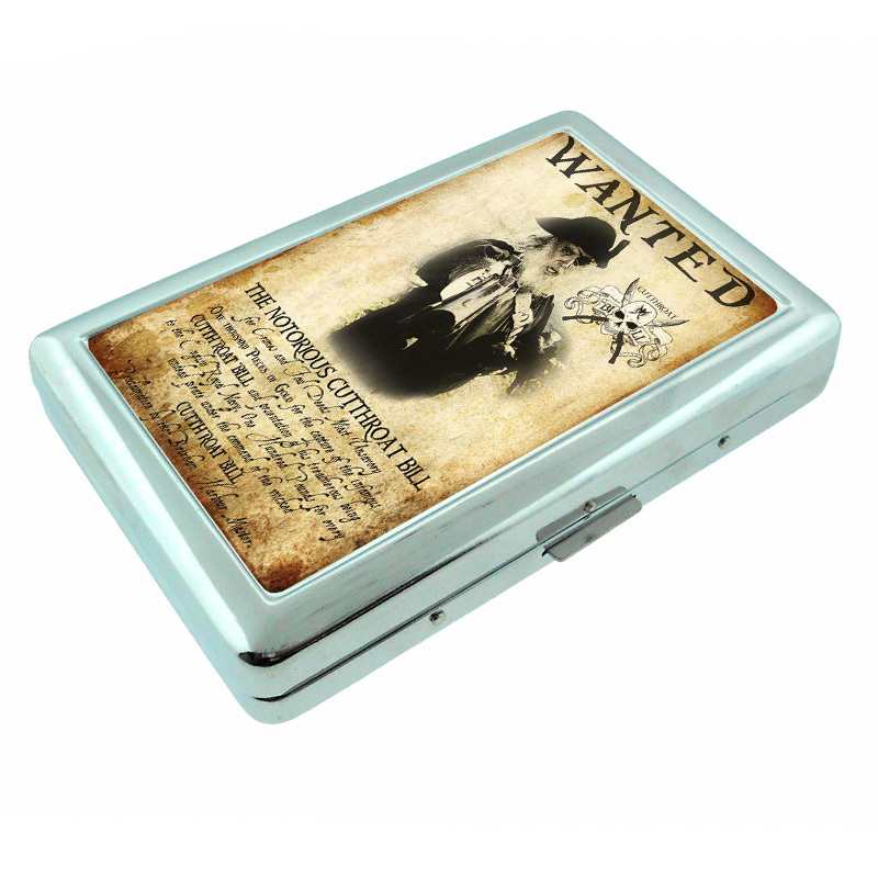 Vintage Pirate Ship D15 Silver Metal Cigarette Case RFID Protection Wallet