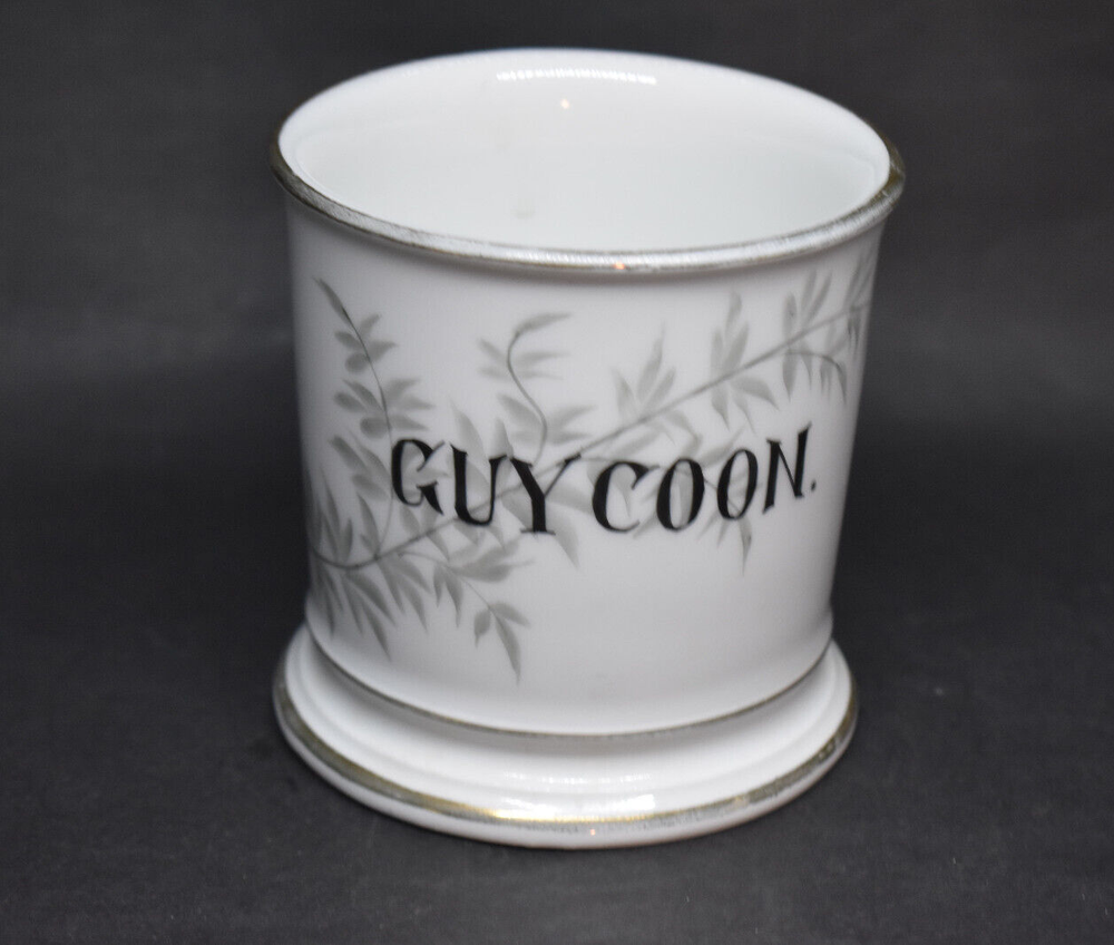 Limoges Tressemann & Vogt Porcelain Antique Shaving Mug Inscribed Guy Coon