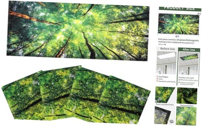 4 Pcs Fluorescent Light Covers - Light Covers for Ceiling Lights Autumn Ttrees