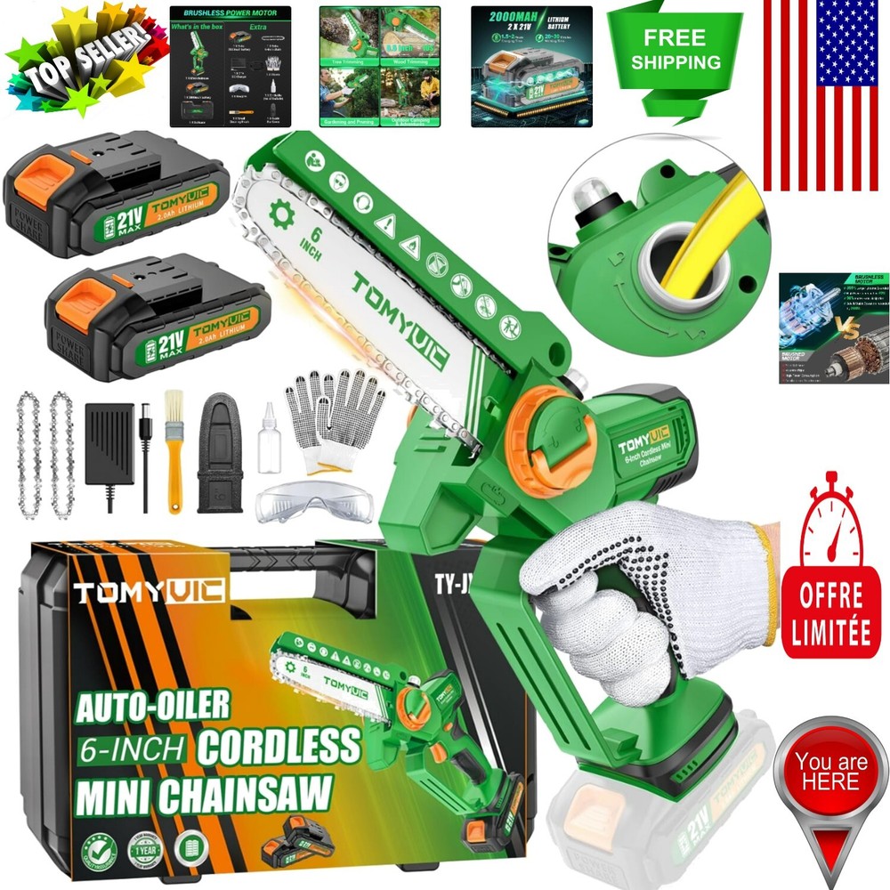 Gift-Ready Mini Chainsaw: 6-Inch Battery-Powered Tool for Easy Home Maintenance