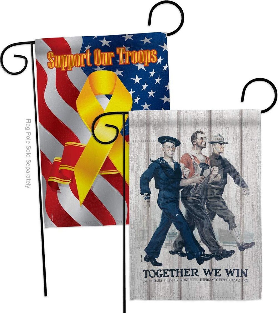 Together We Win Garden Flag Pack Armed Forces Navy USN Seabee United State Am...