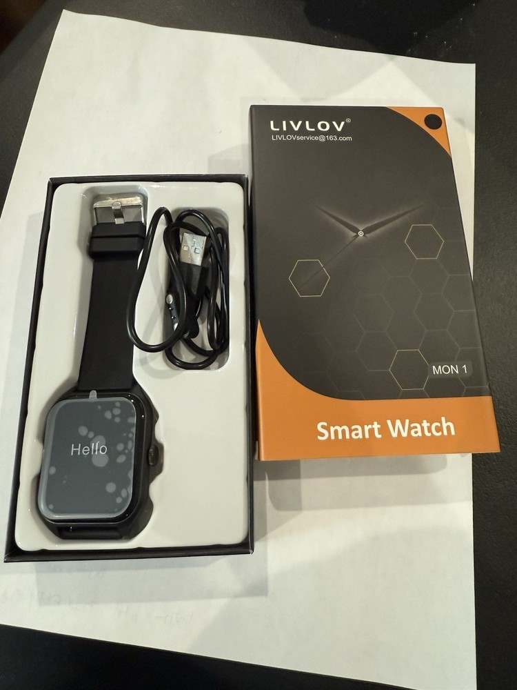 Livlon Black Leather Smart Watch with Advanced Features