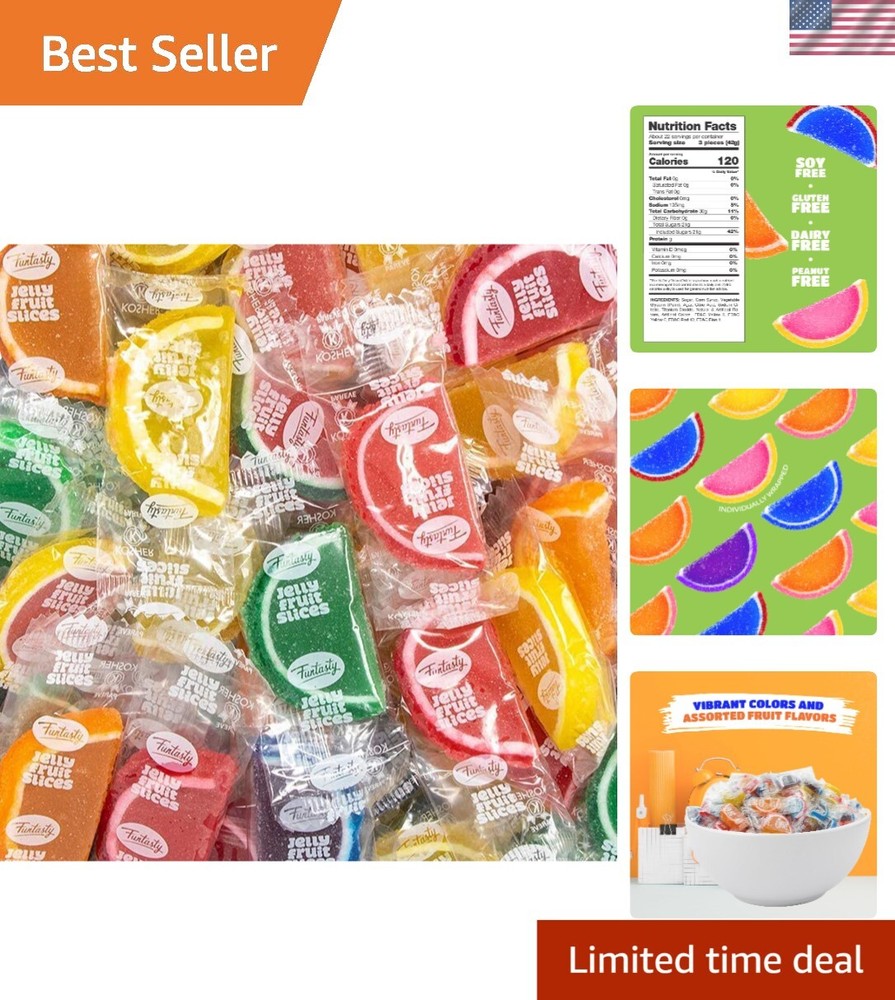 2LB Assorted Fruit Slices Jelly Candy for Events and Snacking