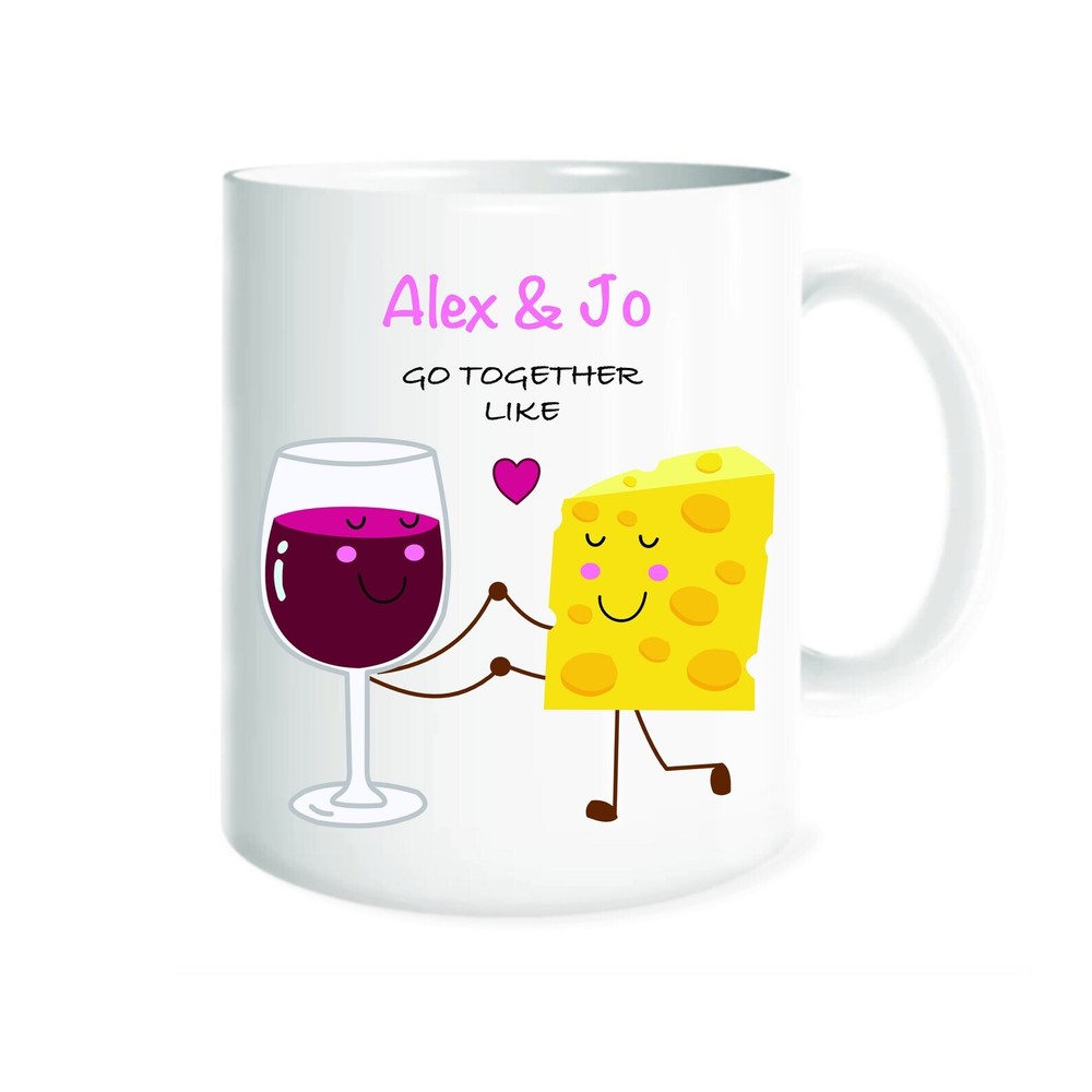 Taza Pareja Personalizada Vamos Juntos Como Vino Y Queso Par Perfecto