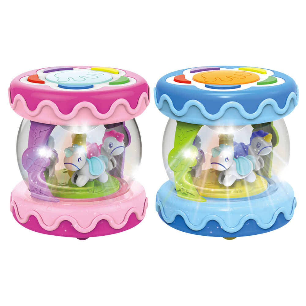 1pc Carousel Music Light Up Drum Toy Baby Music Drum Rotating Light Up Baby Toy