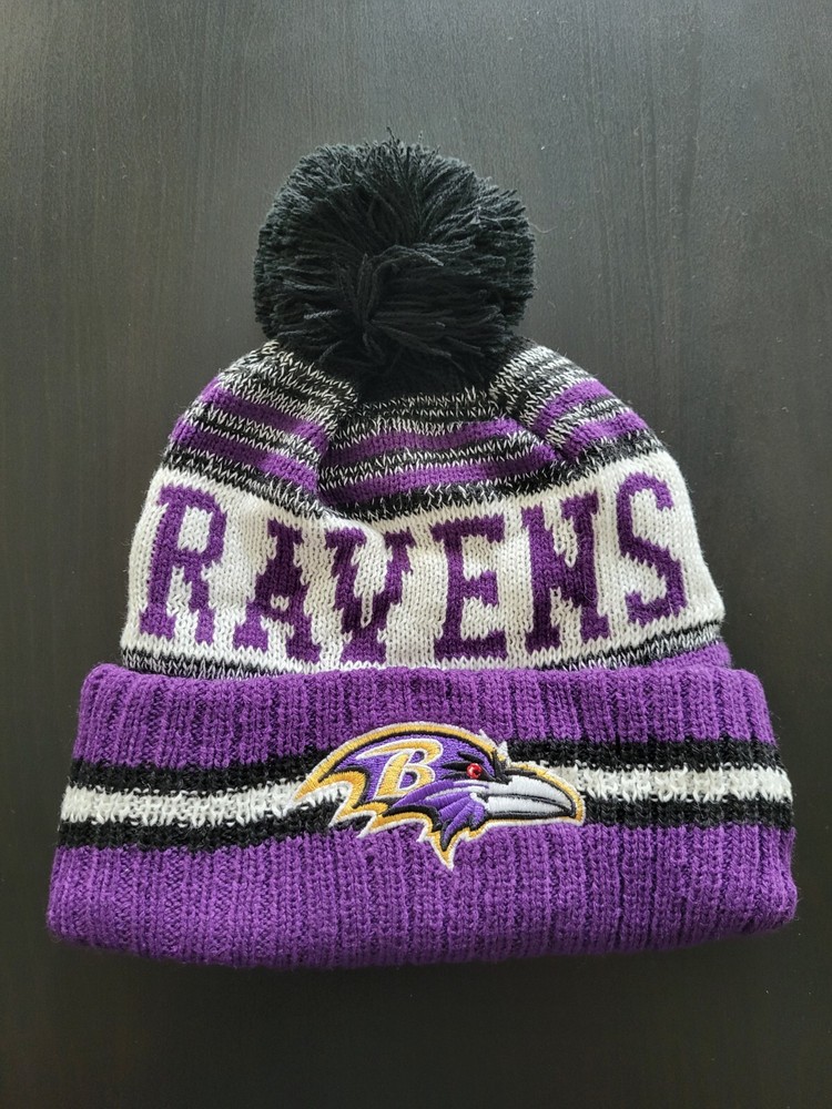 Baltimore Ravens New Era Beanie Embroidered Knit Cap Sideline Winter Hat Purple