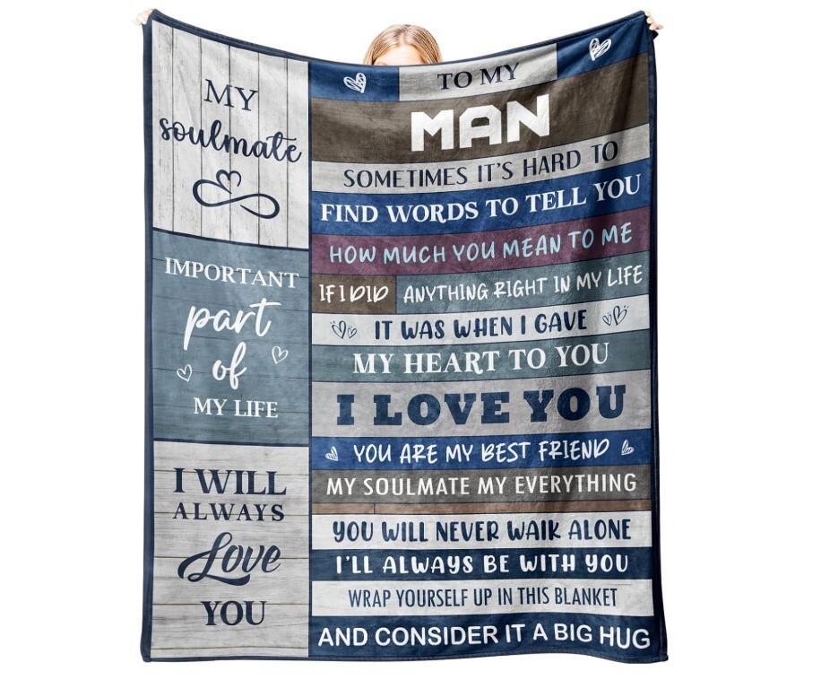 Fathers Day for Husband Gifts from Wife - Soft Flannel Men’s Blanket 50 x 60-image