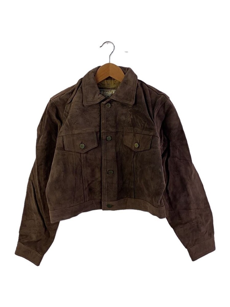 Chiori Brown Cowhide Plain Leather Jacket Blouson Free Size 2246