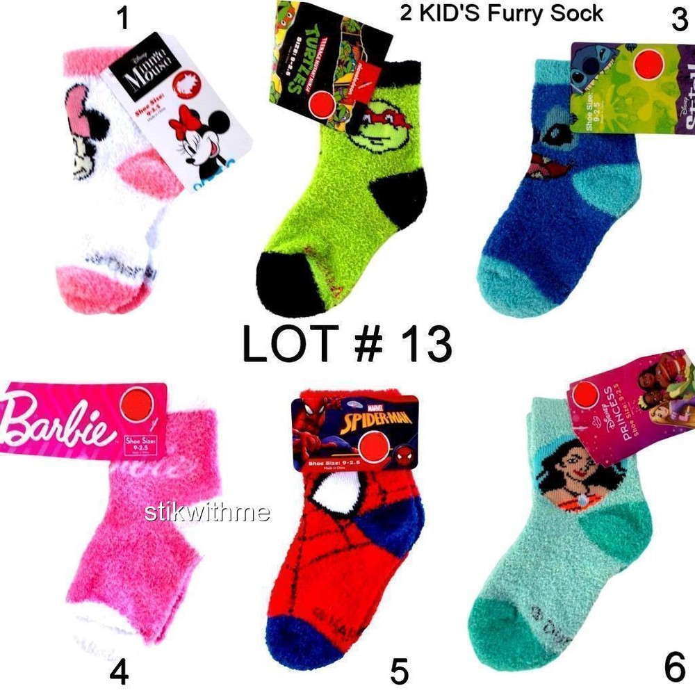 Kid's SOFT FURRY SOCKS Novelty Themed Unisex Shoe Size 9-2.5  NEW U Choose LOT13