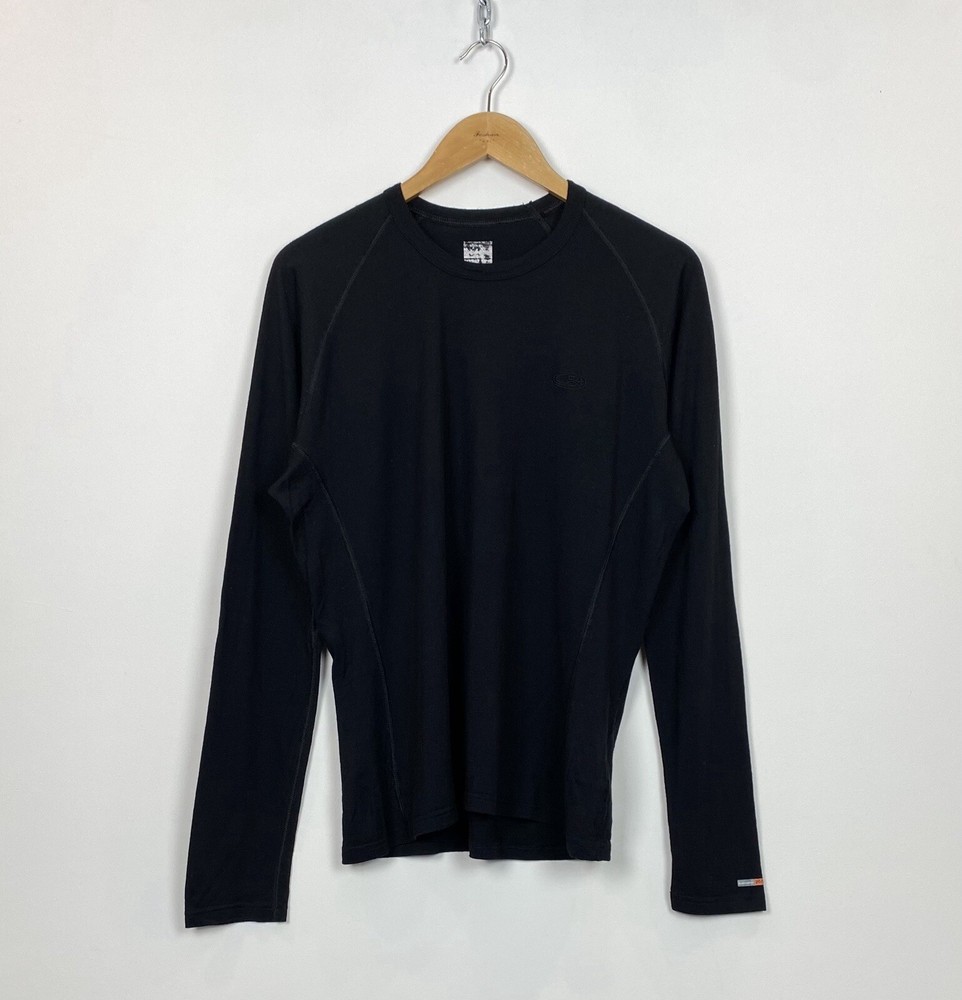 Icebreaker Merino Wool Compression Long Sleeve Base layer Mens Size XL Black Top