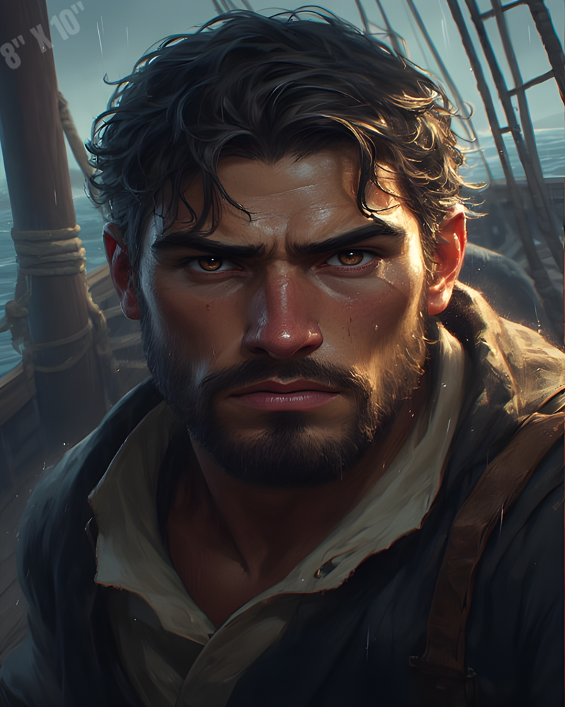 Sailor, In A Dock, Sea, Stormy Weather, Determined, Close-Up 8X10 Print