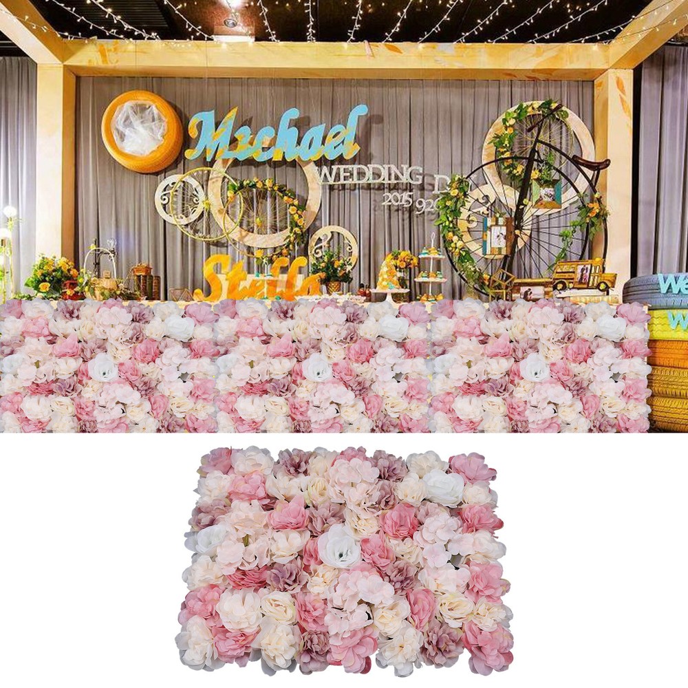 Flower Wall Panel Artificial Flower Wall Backdrop Flower Decoration 12 Pcs