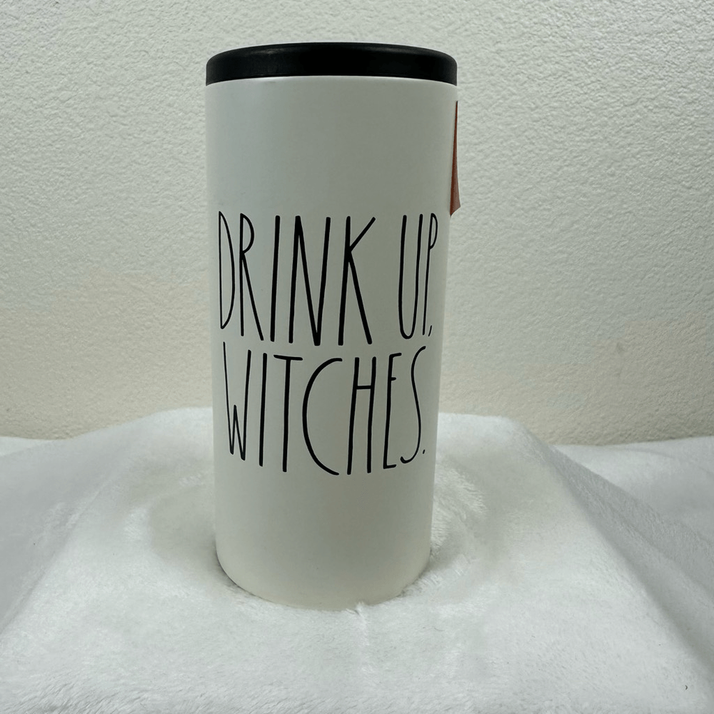 Rae Dunn Halloween DRINK UP WITCHES White Insulated Slim Can Cooler