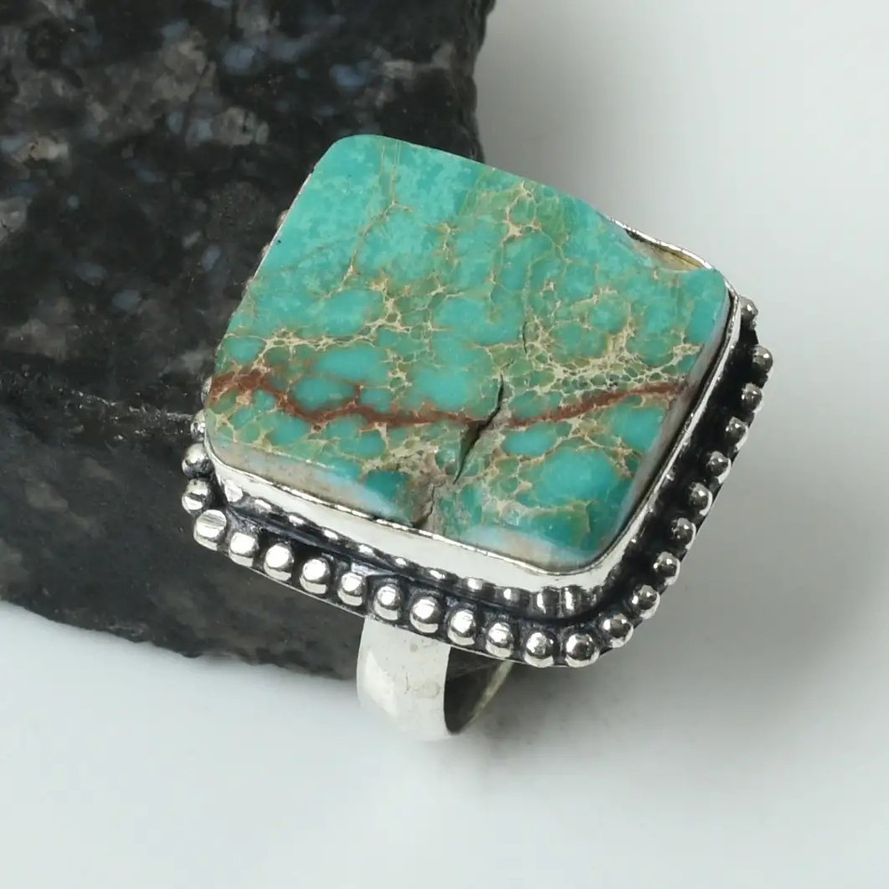 Sea Sediment Jasper Gemstone Ethnic Handmade Ring Jewelry US Size-8.75 AR 82666