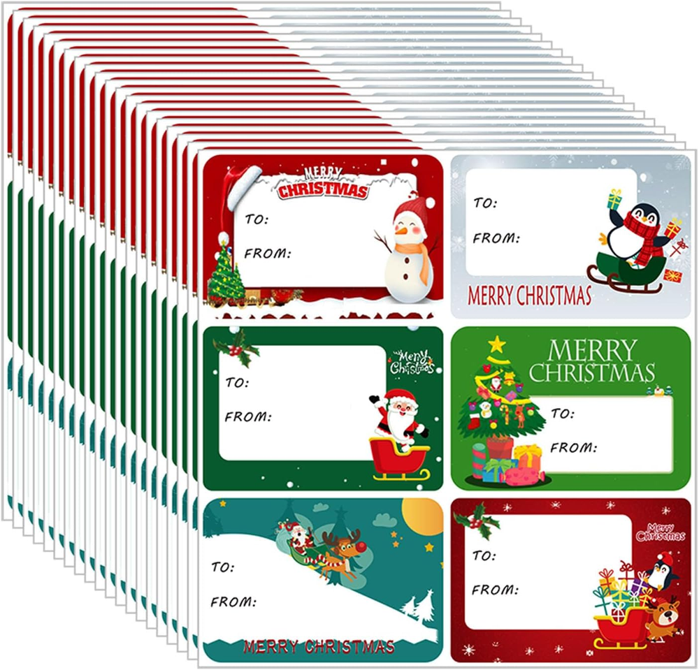 Christmas Stickers Labels,120 PCS Christmas Tags Labels Christmas Name Tags Chri