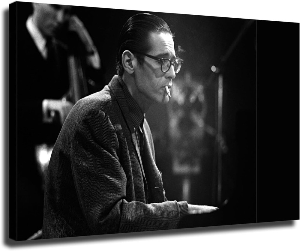 Bill Evans Poster Famous Jazz Pianist Portrait Inspirational Quotes Canvas