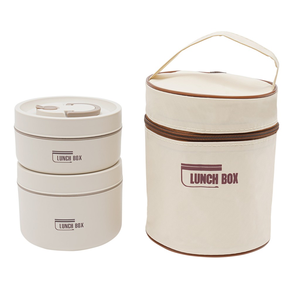 Round Lunch Box Portable Insulated Lunch Container Set Stainless Steel Bento Box