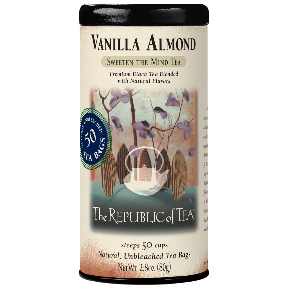 — Vanilla Almond Black Tea Tin, 50 Tea Bags, Naturally Caffeinated