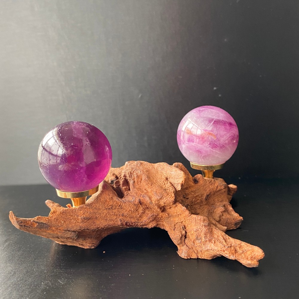 152G Natural Fluorite Ball – Colorful Quartz Crystal Gemstone for Healing with Display Stand  