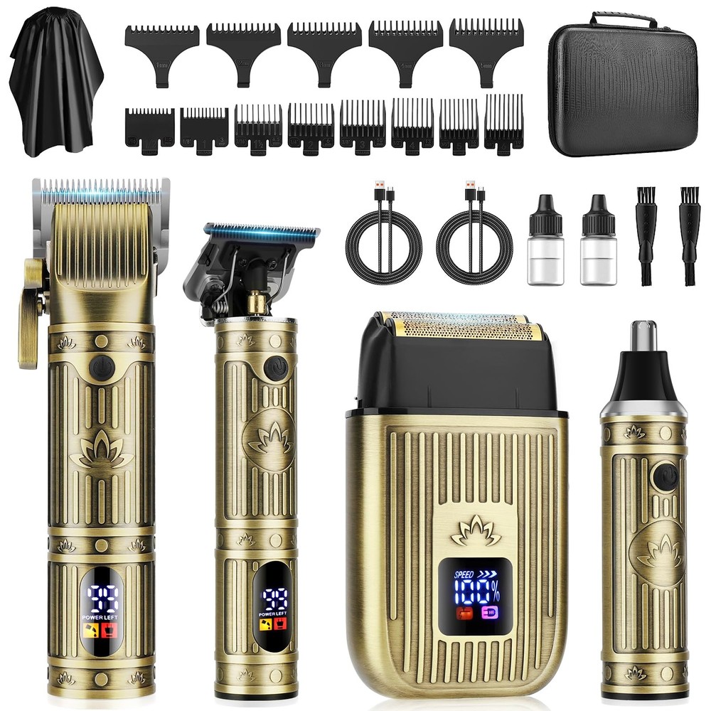 Cordless Men's Hair Clipper & Beard Trimmer with Nose Ear Groomer