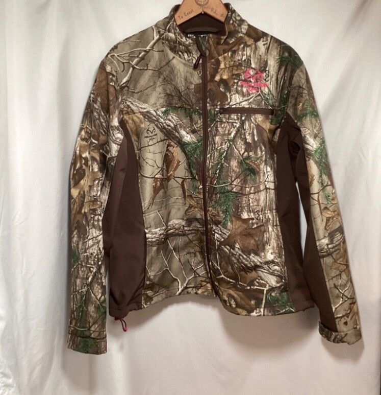 Realtree Xtra Jacket Camouflage with Pink Logo Full Zip Womens Size Large 12/14