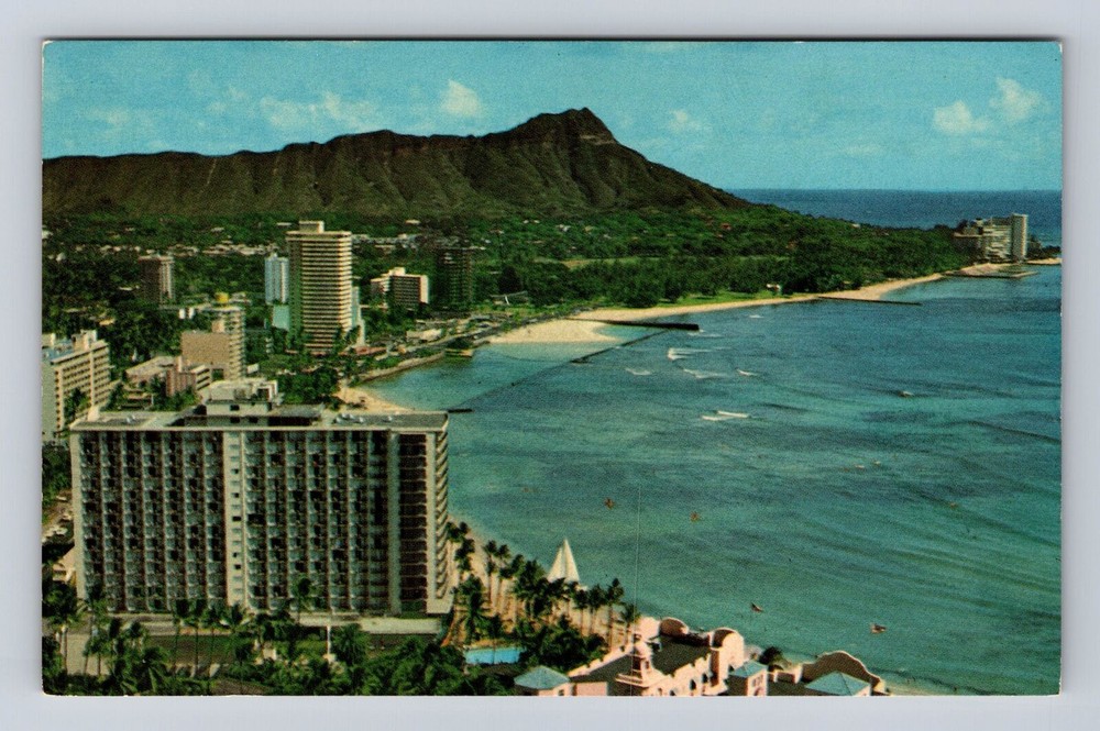 Waikiki HI- Hawaii, Diamond Head, Extinct Volcano, Antique, Vintage Postcard