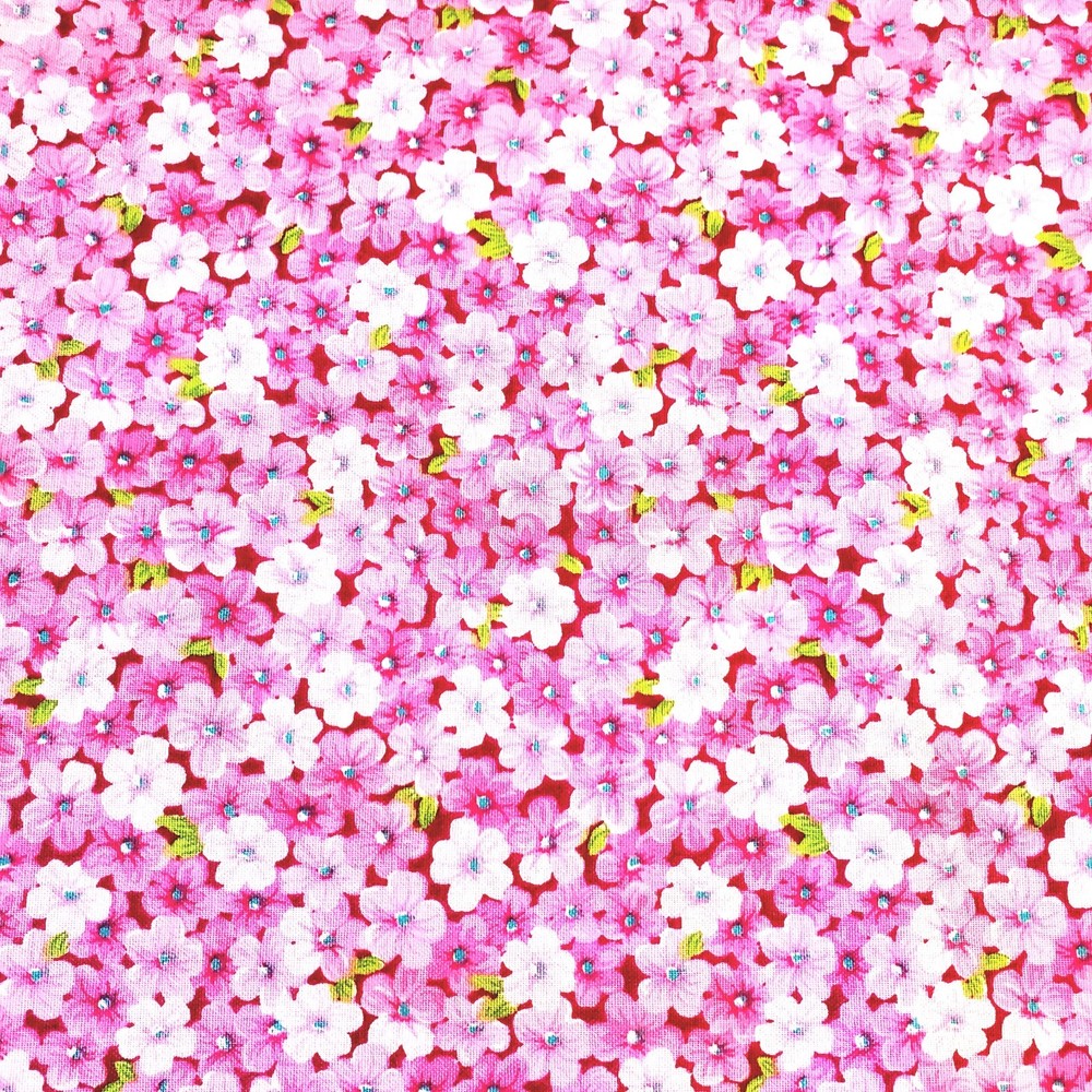 Pink Flowers Fabric 100% Cotton Floral FQ HY BTY Fat Quarter By the Yard