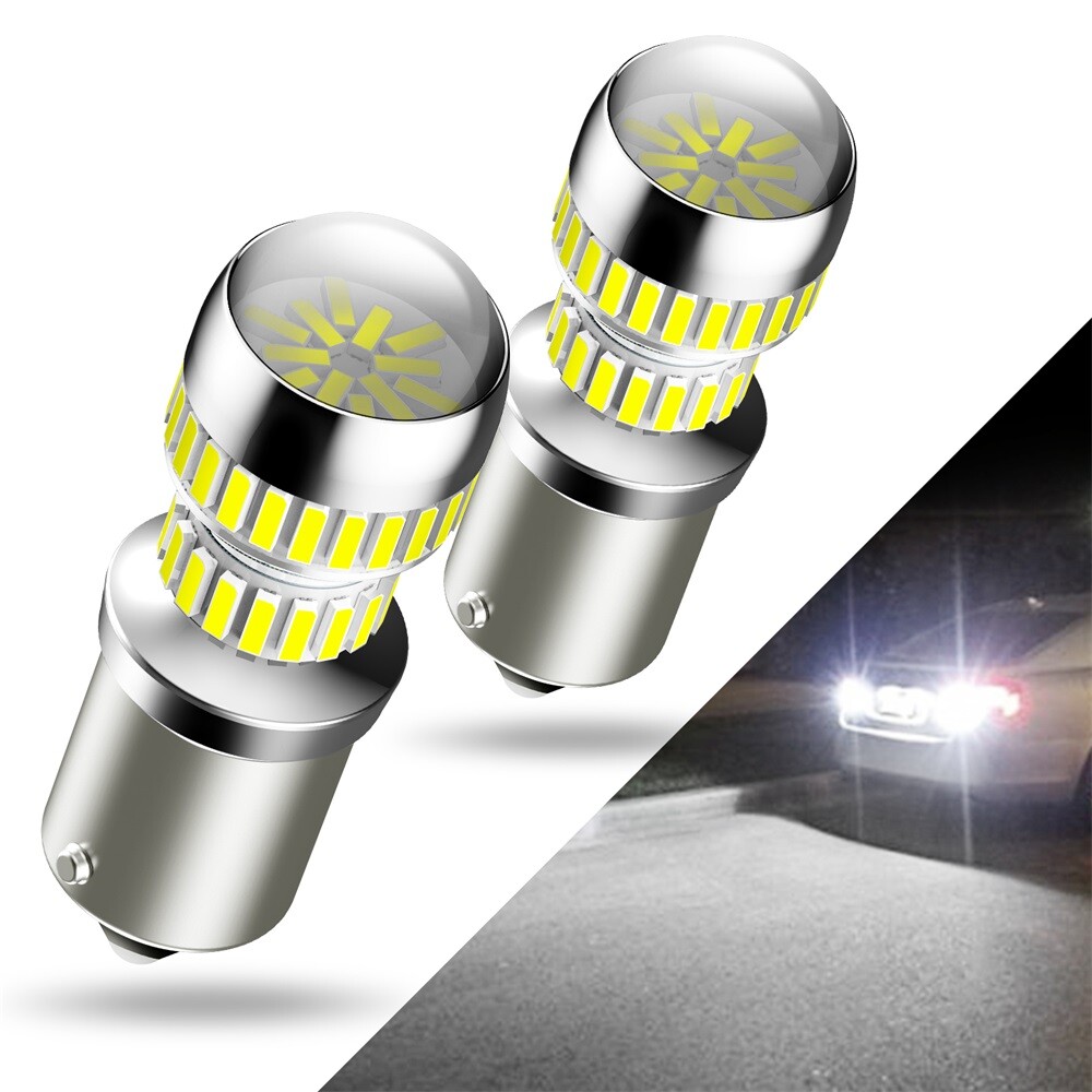 White BA15S 382 P21W Turn LED Signal Light 54SMD Reverse Indicator Bulbs Canbus