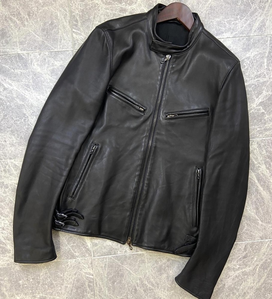 Lambskin Single Rider Leather Jacket for Men in Black - Size L