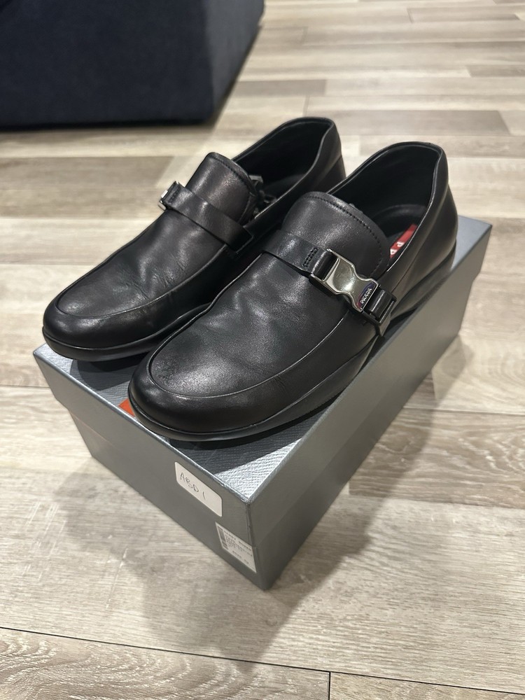 Prada Mens Leather Loafers Classic Luxury Slip-On Shoes  