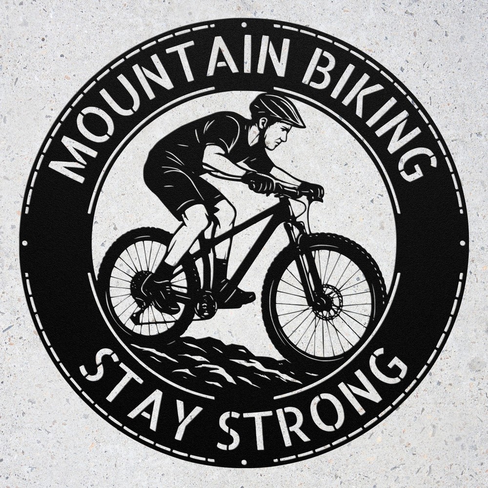 Personalized Mountain Bike Rider Metal Sign Custom Name MTB Wall Art Decor