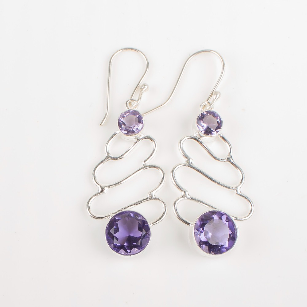 Natural Iolite Gemstone Drop/Dangle Earrings 925 Sterling Silver For Girls