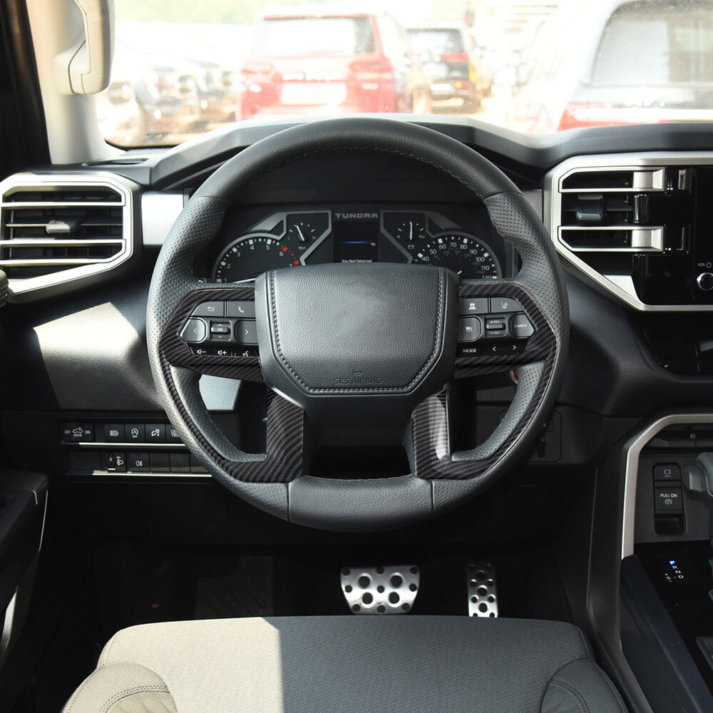 Black Carbon Fiber Steering Wheel Trim Sticker for 2022-2024 Tundra