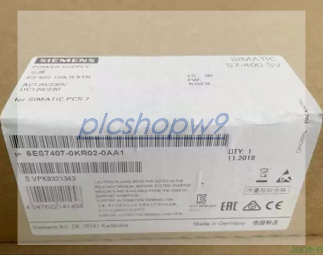 6ES7407-0KR02-0AA1 NEW SIEMENS S7-400 Power Supply Module 6ES7407-0KR02-0AA1