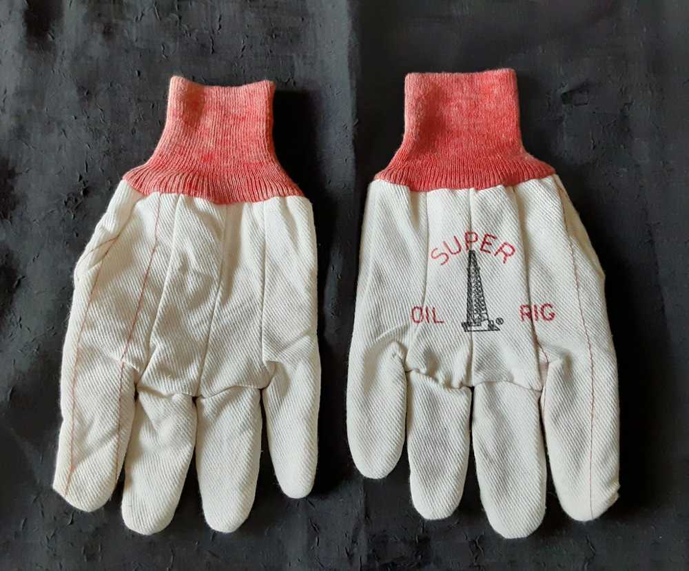 Vintage Super Oil Rig Logo Cotton Insulated Work Gloves